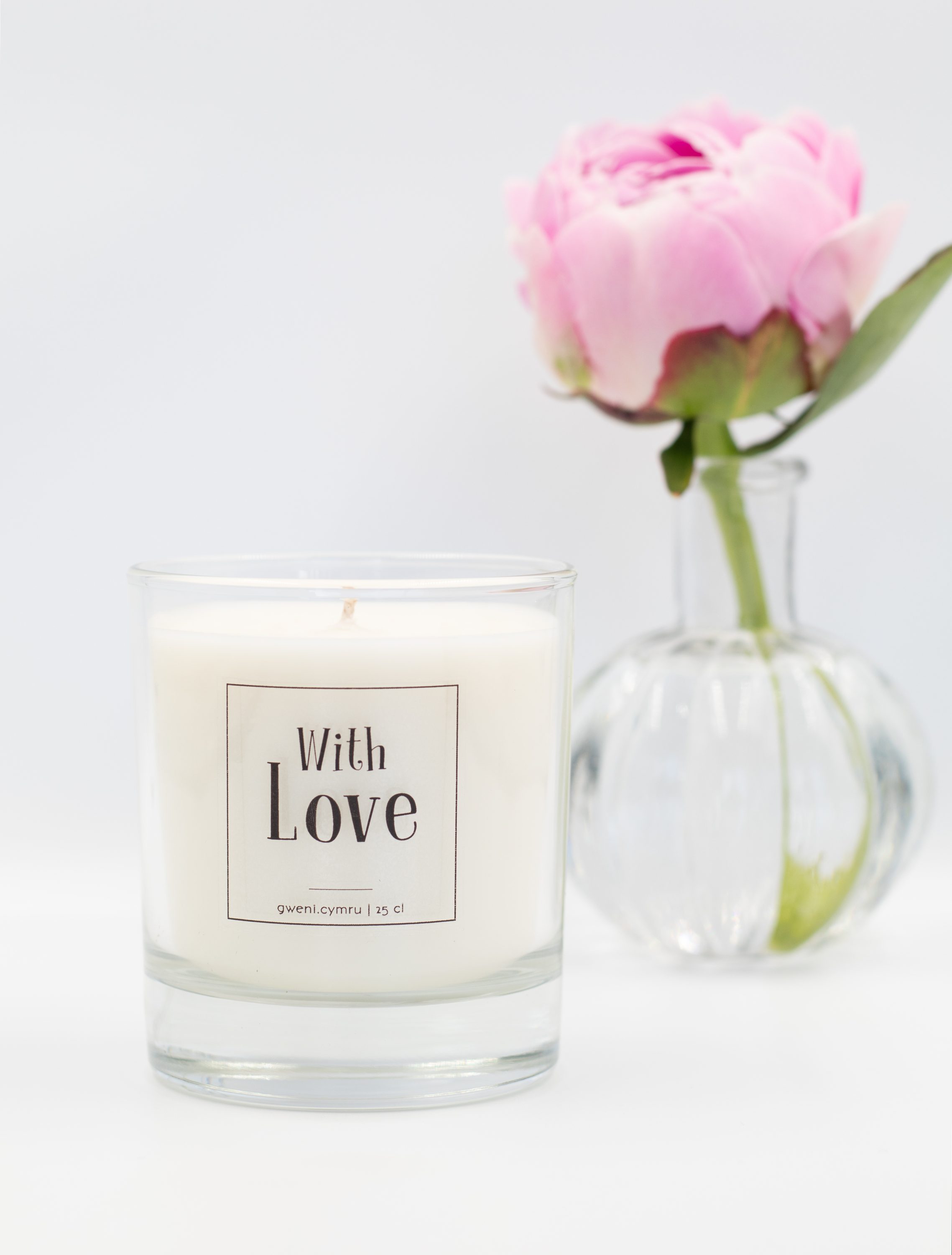 An image of the soy candle with 'With Love' label